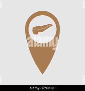 Posizione punto raffigurante il pancreas. Elemento medico 10 eps Illustrazione Vettoriale