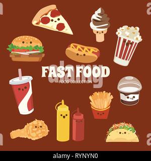 Carino Rainbow alimentare raccolta di oggetti Illustrazione Vettoriale