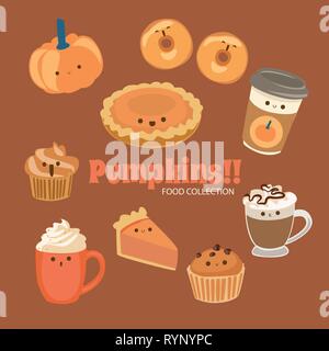 Carino Rainbow alimentare raccolta di oggetti Illustrazione Vettoriale