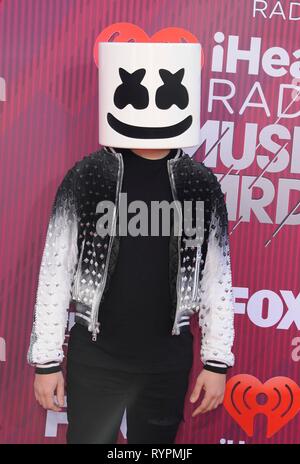 Marshmello presso gli arrivi per 2019 iHeartRadio Music Awards, Microsoft Theatre, Los Angeles, CA Marzo 14, 2019. Foto di: Elizabeth Goodenough/Everett Collection Foto Stock