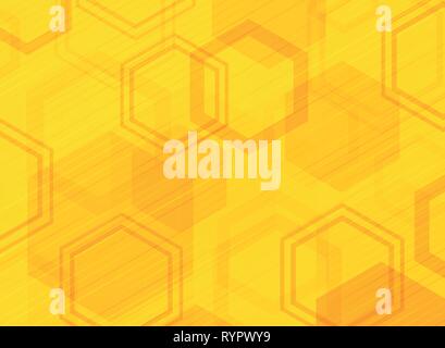 Tecnologia astratto giallo motivo esagonale design moderno sfondo. La decorazione in dimensione colore design utilizzando per l'annuncio, Poster, brochure, copia di spazio, Illustrazione Vettoriale