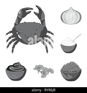 Granchio di mare,onion,crema,ketchup,fungo,caviale,frutti di mare,verdura,sour,salsa,chanterelle,rosso,l,animali freschi,latte,materie,panino, pesce,l'agricoltura,tradizionale,snack,antipasti,aquatic,l'estate,buongustaio,cap,ciotola,claw,spezie,aroma,gusto,prodotto organico,,cottura,cibo,sapori,seasonin,l'ingrediente,impostare,vettore,icona,immagine,isolato,raccolta,design,l'elemento,graphic,segno,mono,grigio vettori vettore , Illustrazione Vettoriale
