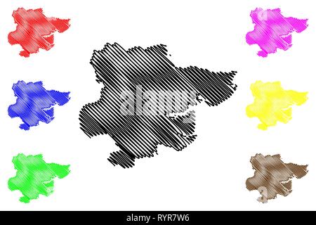 Essex (Regno Unito, Inghilterra, Non-metropolitan county, shire county) mappa illustrazione vettoriale, scribble schizzo Essex mappa Illustrazione Vettoriale