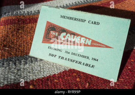 Il Cavern Club Membership Card, 1963, Liverpool, Regno Unito Foto Stock