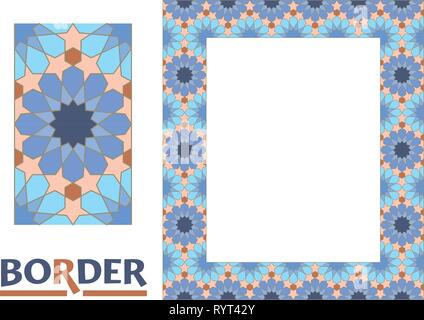 Arabesque confini - telaio rivestito di piastrelle in foglie di piante e fiori Quadro decorativo stile elegante Illustrazione Vettoriale