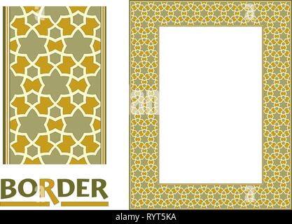 Arabesque confini - telaio rivestito di piastrelle in foglie di piante e fiori Quadro decorativo stile elegante Illustrazione Vettoriale