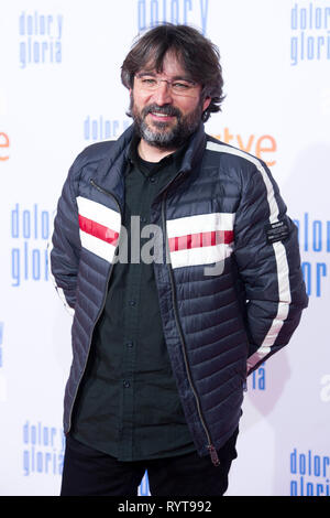 Madrid, Spanien. 13 Mar, 2019. Jordi Evole presso la premiere del film 'Dolor y gloria/dolore & Gloria' presso il Cine Capitol. Madrid, 13.03.2019 | Utilizzo di credito in tutto il mondo: dpa/Alamy Live News Foto Stock