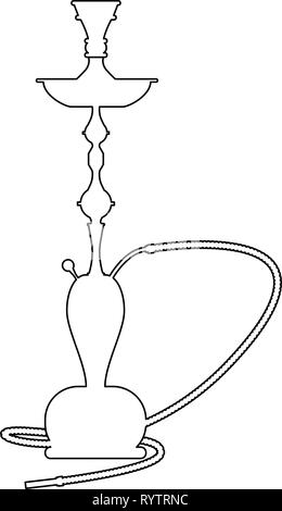 Hookah simbolo con linea stile d'arte. Disegnata a mano illustrazione vettoriale. Illustrazione Vettoriale