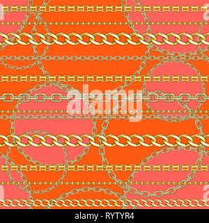 Abctract seamless pattern con cinghie, catena luminosa sulla pelle di animale sfondo per tessuto. Alla moda di ripetizione stampa leopard. Illustrazione Vettoriale