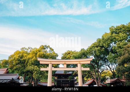 Meiji Jingu cancello in Tokyo, Giappone Foto Stock