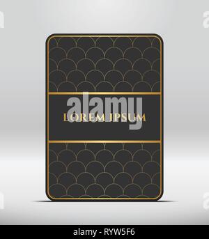 Elegante look premium. Grigio scuro forma scheda con golden pattern. Illustrazione Vettoriale. Illustrazione Vettoriale