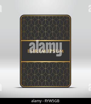 Elegante look premium. Grigio scuro forma scheda con golden pattern. Illustrazione Vettoriale. Illustrazione Vettoriale