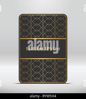 Elegante look premium. Grigio scuro forma scheda con golden pattern. Illustrazione Vettoriale. Illustrazione Vettoriale