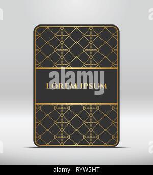 Elegante look premium. Grigio scuro forma scheda con golden pattern. Illustrazione Vettoriale. Illustrazione Vettoriale