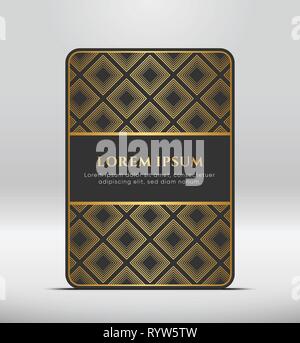 Elegante look premium. Grigio scuro forma scheda con golden pattern. Illustrazione Vettoriale. Illustrazione Vettoriale