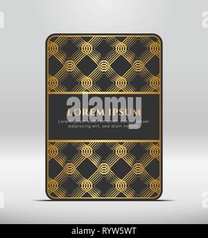 Elegante look premium. Grigio scuro forma scheda con golden pattern. Illustrazione Vettoriale. Illustrazione Vettoriale