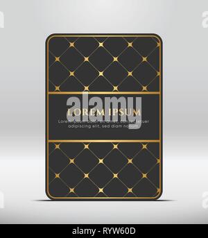 Elegante look premium. Grigio scuro forma scheda con golden pattern. Illustrazione Vettoriale. Illustrazione Vettoriale