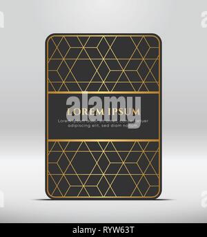 Elegante look premium. Grigio scuro forma scheda con golden pattern. Illustrazione Vettoriale. Illustrazione Vettoriale
