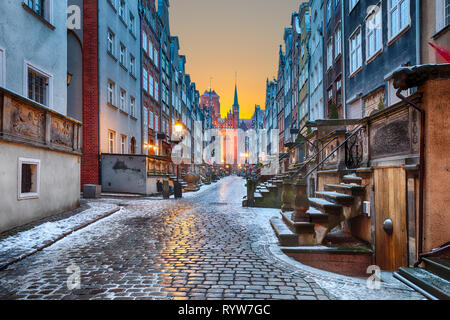 Vecchia strada europeo Mariacka in Gdansk, Polonia Foto Stock