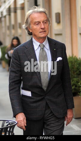 Imprenditore italiano Luca Cordero di Montezemolo fuori e circa a Milano con: Luca Cordero di Montezemolo Dove: Milano, Italia Quando: 12 Feb 2019 Credit: IPA/WENN.com * * disponibile solo per la pubblicazione in UK, USA, Germania, Austria, Svizzera** Foto Stock