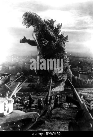 Attacchi dell'ESERCITO MONSTER, GODZILLA, 1954 Foto Stock