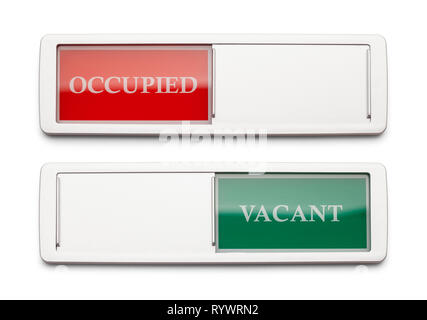 Occupato vacante segno isolato su uno sfondo bianco. Foto Stock