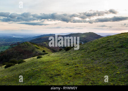 La parte meridionale della Malvern Hills con herefordshire beacon Foto Stock