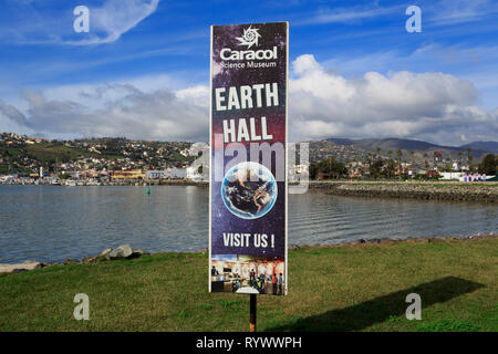 Segno per Caracol Science Museum, Ensenada City, Baja California, Messico Foto Stock