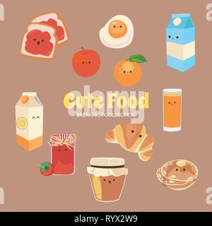 Carino Rainbow alimentare raccolta di oggetti Illustrazione Vettoriale