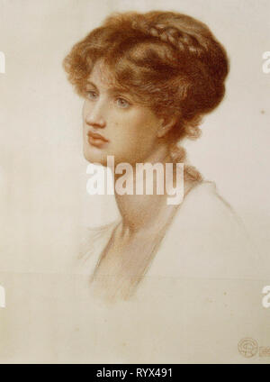 Ritratto di Signora William J. Stillman, Nee Marie Spartali, Busto lunghezza. Dante Gabriel Rossetti (1828-1882). Chalk colorate su carta, 1869. Foto Stock