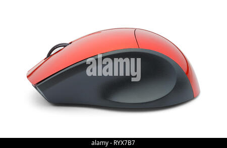 Vista laterale del mouse del computer isolati su sfondo bianco. Foto Stock