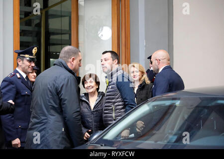 L'Italia, Campania Marzo 15, 2019, il ministro degli Interni della Repubblica Italiana Matteo Salvini leader dell' estrema destra italiana a Napoli in prefettura per la riunione del consiglio di sicurezza.Nella foto Matteo Salvini. Xv Mar, 2019. Credito: Fabio Sasso/ZUMA filo/Alamy Live News Foto Stock