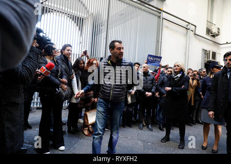 L'Italia, Campania Marzo 15, 2019, il ministro degli Interni della Repubblica Italiana Matteo Salvini leader dell' estrema destra italiana a Napoli in prefettura per la riunione del consiglio di sicurezza.Nella foto Matteo Salvini. Xv Mar, 2019. Credito: Fabio Sasso/ZUMA filo/Alamy Live News Foto Stock