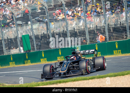 Melbourne, Australia. 16 Mar, 2019. MELBOURNE, Australia - 16 Marzo : Romain Grosjean 8 guida per il ricco energia HAAS F1 Team durante il periodo della Formula 1 Rolex Australian Grand Prix 2019 all'Albert Park Lake, Australia il 16 marzo 2019. Credito: Dave Hewison sport/Alamy Live News Foto Stock