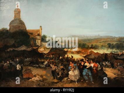 Eugenio Lucas Velázquez (1817-1870). Pintor español. Romería en la ermita de San Isidro, hacia 1860. Museo Lazaro Galdiano. Madrid. España. Foto Stock