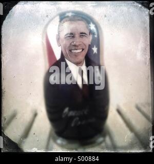 Bambola matrioska raffigurante il presidente americano Barack Obama Foto Stock