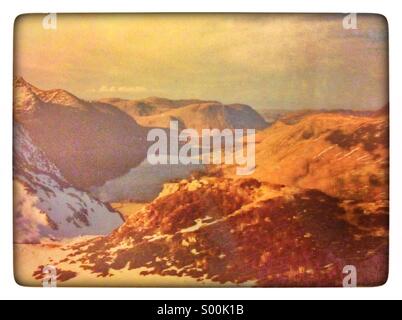 Lake District inglese - Vista dal Fleetwith Pike su Buttermere e Crummock, England, Regno Unito Foto Stock