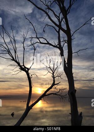 Tramonto al Salton Sea Califoria Foto Stock