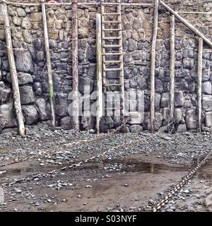 La bassa marea, Clovelly Harbour in Devon Foto Stock