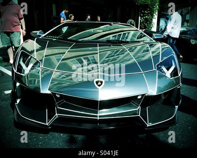 Custom Chrome Tron Lamborghini Aventador Foto Stock