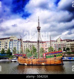 Matteo, nave a vela in Bristol docks Foto Stock