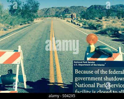 Parco nazionale di Joshua Tree shutdown Foto Stock