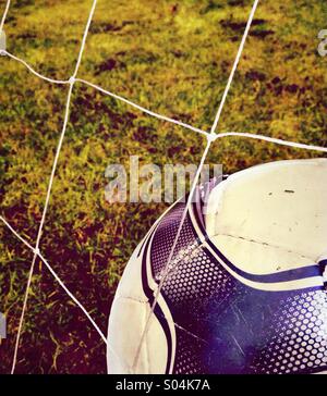 Calcio in rete Foto Stock