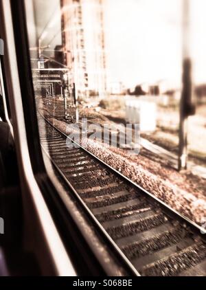 Vista dalla finestra del treno Foto Stock