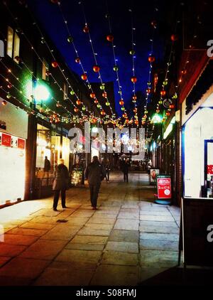 Le luci di Natale Coppergate Shopping Centre York North Yorkshire England Regno Unito Foto Stock