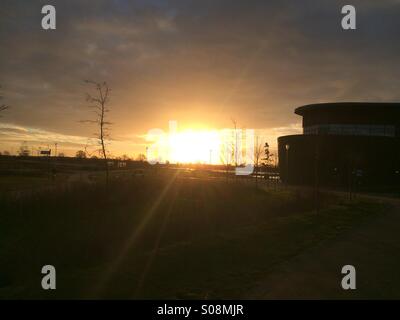 York University, sunrise a Heslington East Campus, Dicembre 2014 Foto Stock