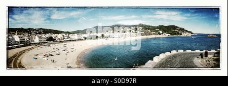 Vista panoramica della città di Tossa de Mar a Girona, Spagna Foto Stock