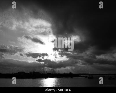 Sunset over Felixstowe Ferry, Suffolk, Regno Unito. Foto Stock