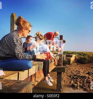 Pescato granchi in Walberswick Foto Stock