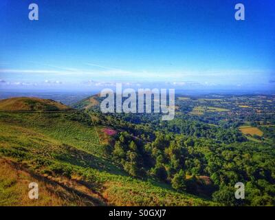 Guardando verso sud lungo il Malvern Hills Foto Stock